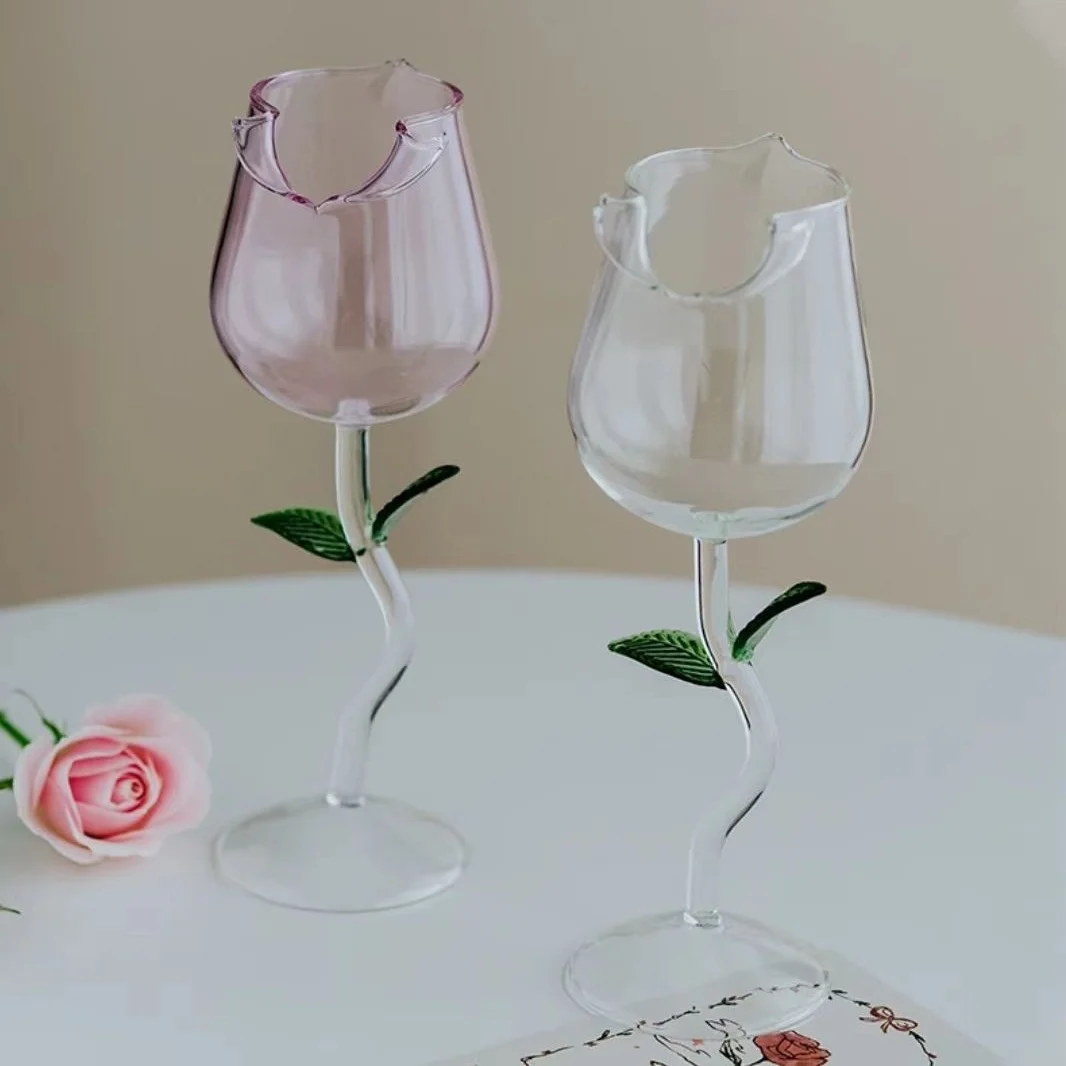 

Colored Rose Leaf Wine Glass 150ml 280ml Romantic Rose Shape Goblet For Wedding Party Cocktail Display Or Anniversary Gift