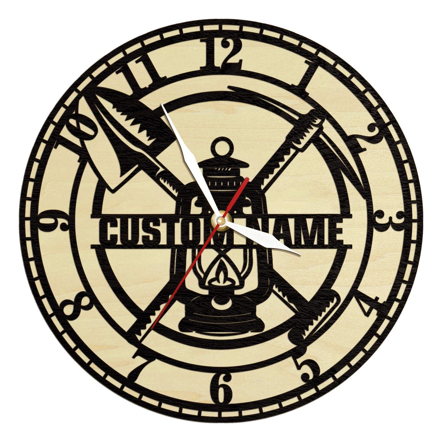 Custom Coal Mining Wooden Wall Clock Personalized Miner Name Wood Living Hinge Frame Wall Clock For Farmhouse Home Decor Clock