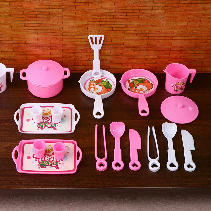 

Mini Tableware Kitchenware Set Dollhouse Simulation Pot Tray Cup Set Doll Home Kitchen Decoration Pretend Play Toys Kid Gifts