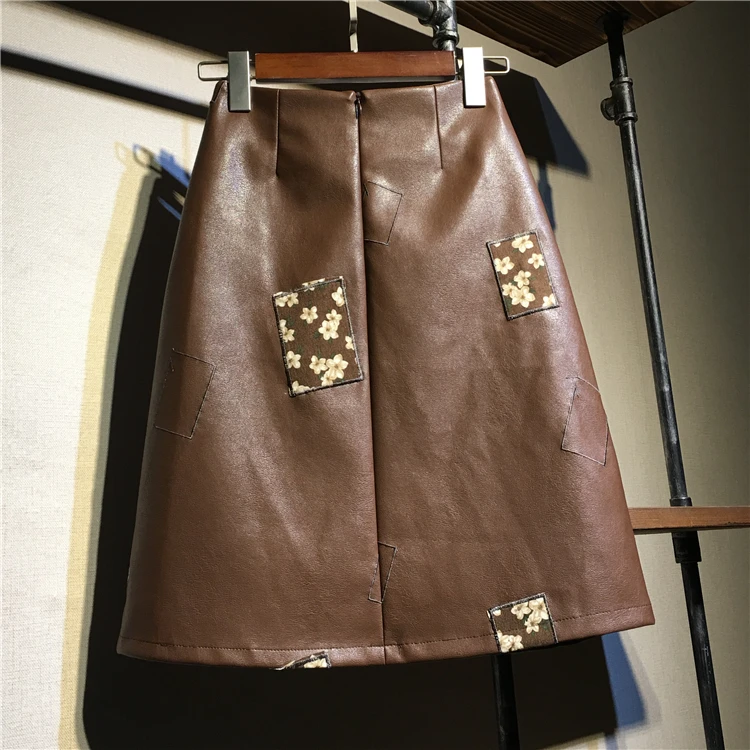 2024 PU Faux Leather Midi Pencil Skirts Women High Waist Slim Ladies Office Sexy Elegant Wrap Skirt Coffee