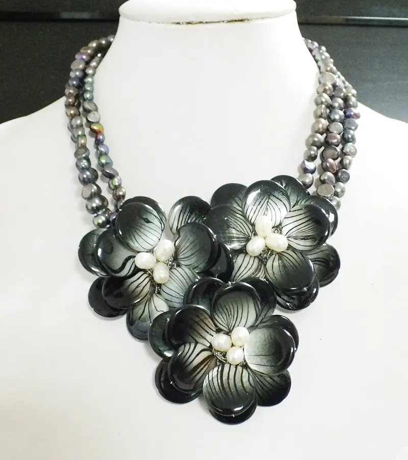 

new 2020# romantic pearl / shell flowers necklace