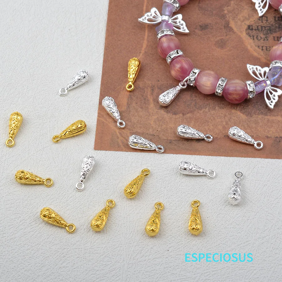 Silver And Gold Color Plated Alloy Drop Shape Charms Handmade Pendants Water Spacer For Bracelet DIY Jewelry Accessories 20pcs