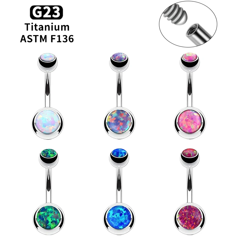

F136 Titanium Belly Piercing 14G Premium Opal Belly Button Rings Navel Piercing Balls Women Sexy Belly Piercing Body Jewelry