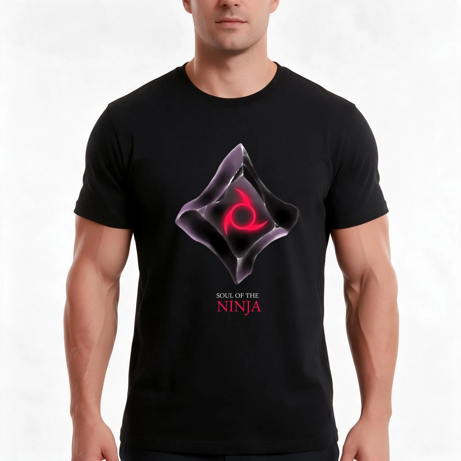 Soul of the Ninja -black T-Shirt, Summer Casual Cotton Tee, Oversized Streetwear Tops, Vintage Graphic Print, Unisex Men Women