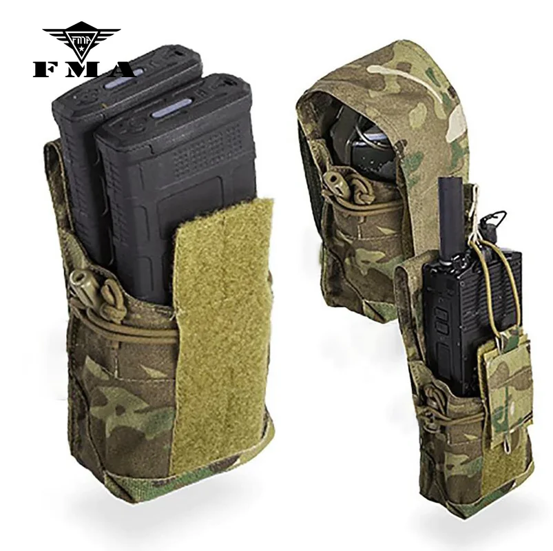 FMA MBITR 152 Radio Molle Pouches CP Style Dual 5.56 / 7.62 Magazine Pouch Multicam RS9962