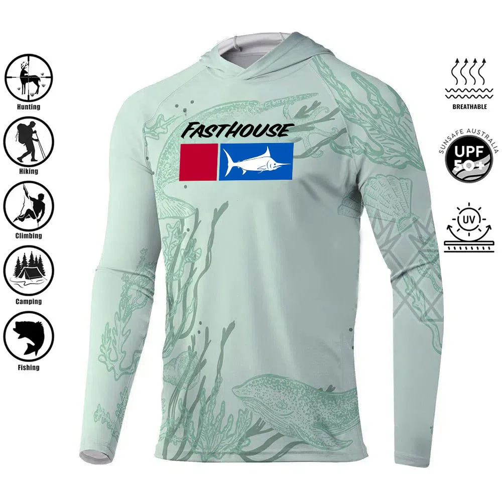 Fishing Shirt Hoodie,UPF 50+ Uv Protection Quick Dry Tops Breathable 2024 Outdoor Moisture Wicking Jersey Fishing Apparel Shirts