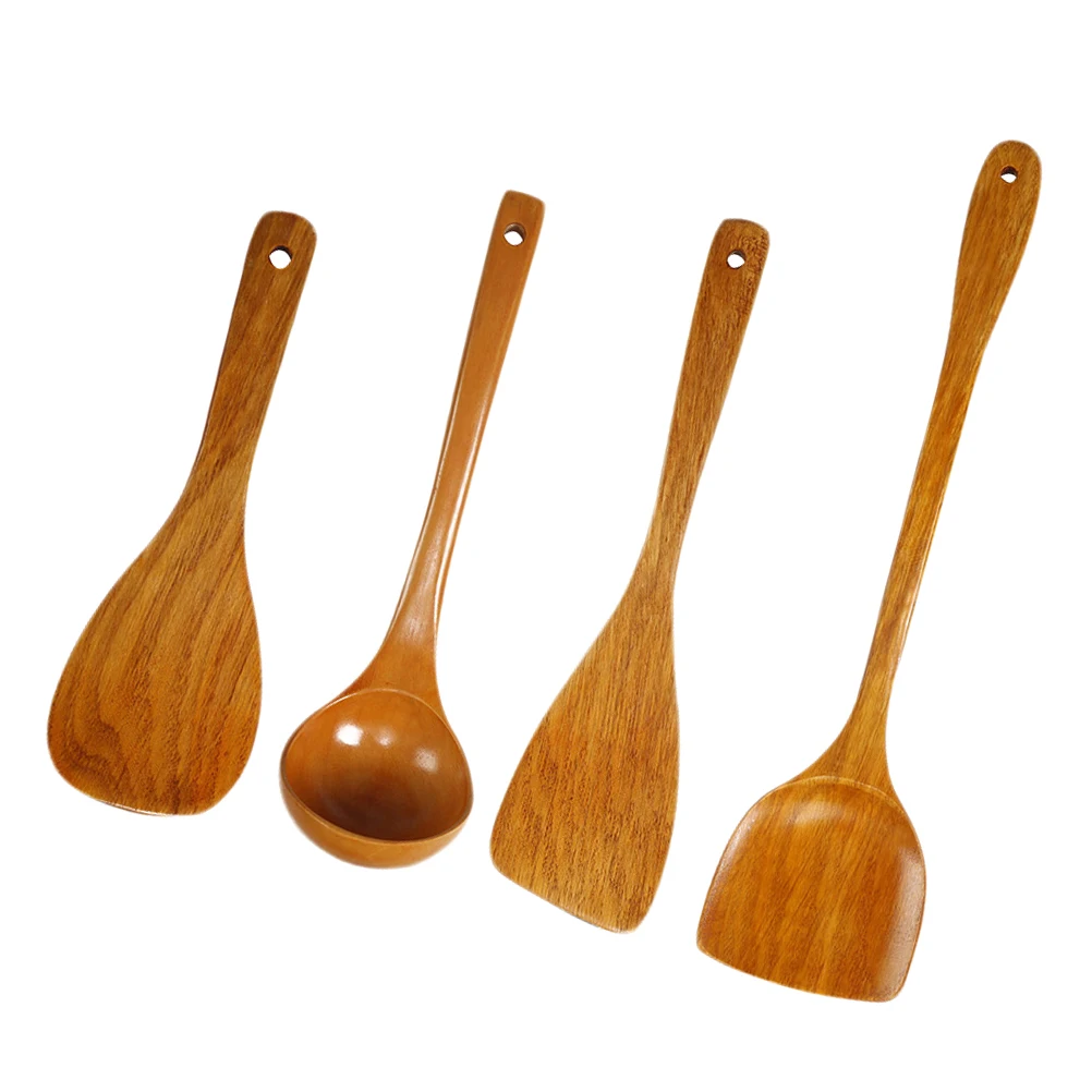 Wooden Spatula Set Natural Wood Thick H Kitchen Tools Baking Utensils Heat Insulation Eco Friendly Storage Saving Cookware