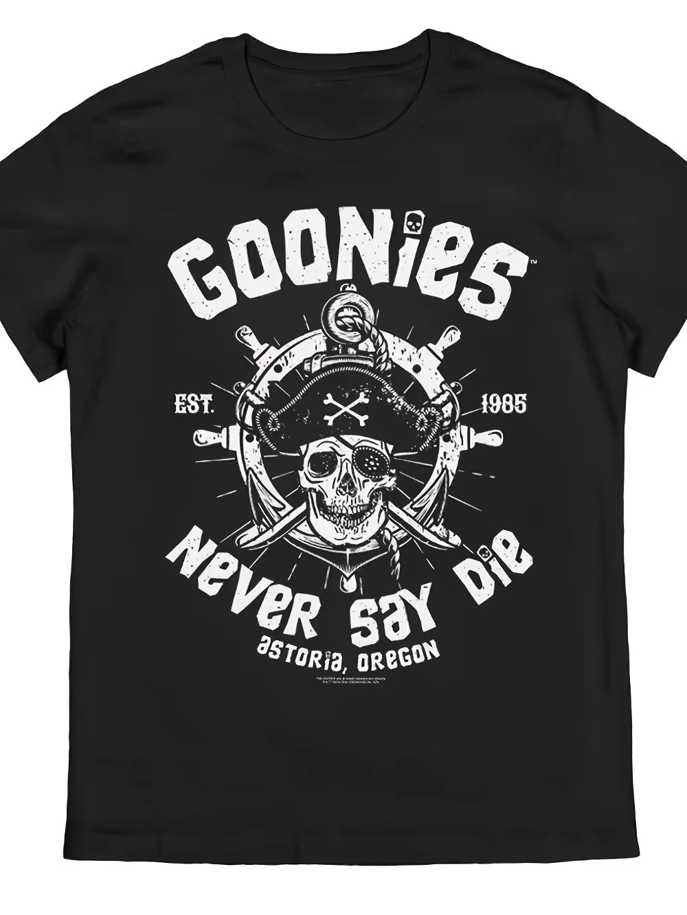2026 New Men's Goonies Never Say Die Retro T-Shirt Officially Inspired 80s Movie Logo Iconic Skull Crossbones
