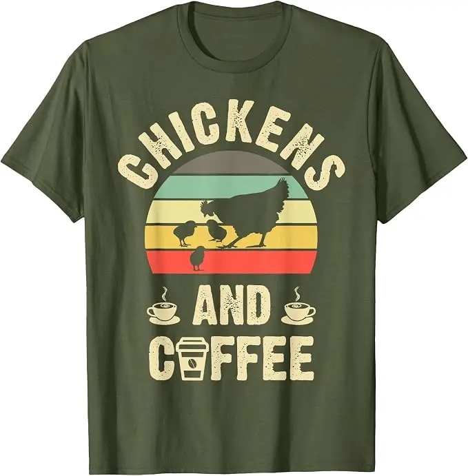 Ich mag Hühner & Kaffee Lustiges Vintage-T-Shirt mit Haustier-Motiv für Liebhaber Y2k Farmer Grafik Vintage Spruch-T-Shirt Lifestyle Weiche Baumwoll-Tops – Detail 7