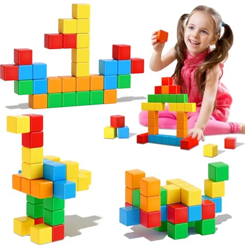 Magnetic Square Building Blocks Color 32-96PCS Magnetic Building Blocks Building Blocks Cube Toys for Exquisite Holiday Gifts