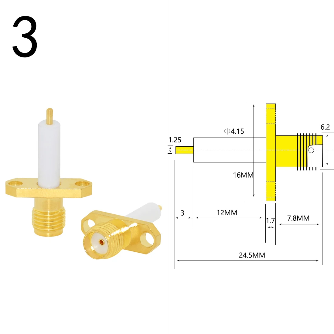 Connecteur coaxial RF SMA mâle/femelle, montage sur panneau, adaptateur de borne de fil plaqué or, soudure de châssis, vente en gros, 1 pièce