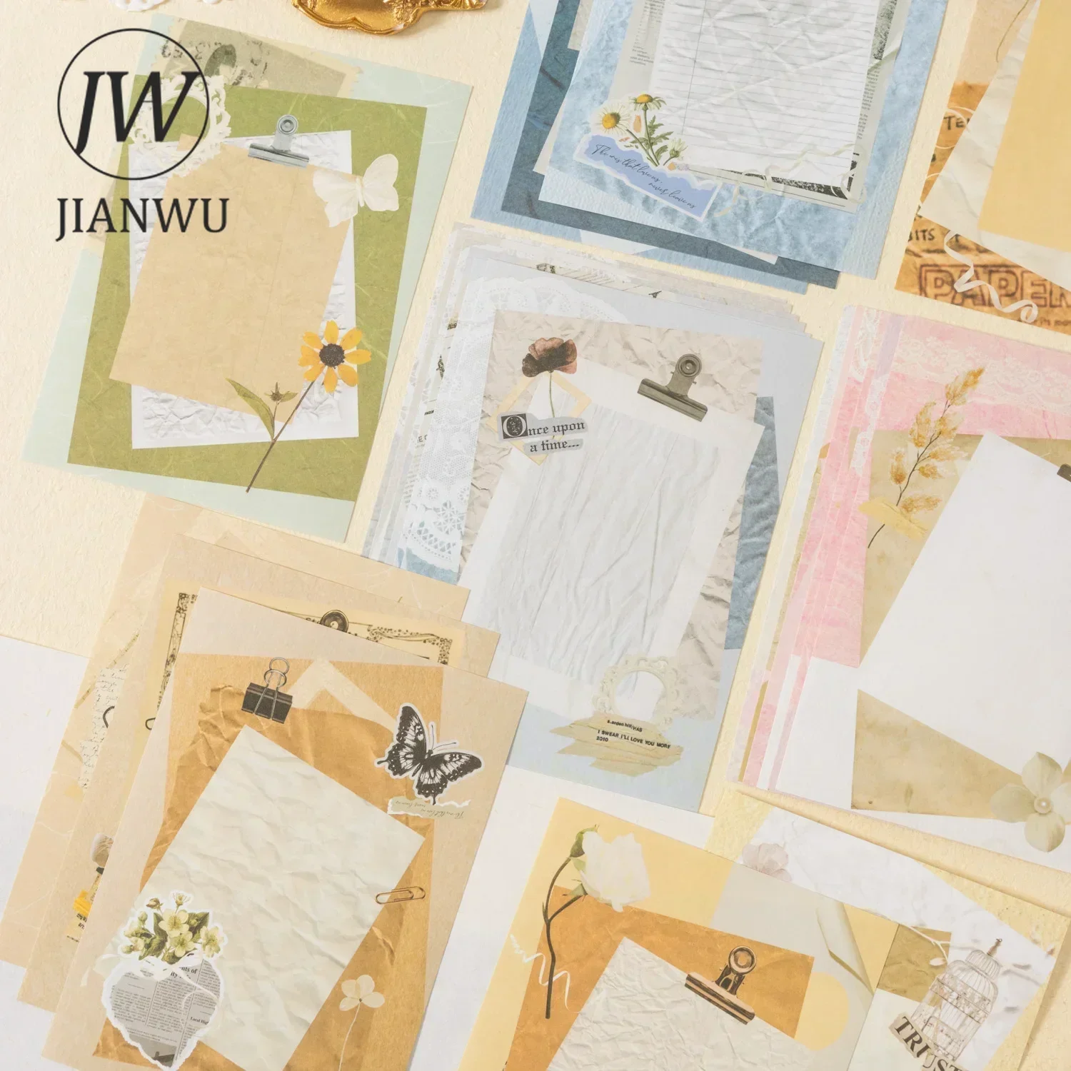 JIANWU A Collage of Fragments Series Vintage Plant Border Collage Decor Material Paper Creative DIY Junk Journal Stationery