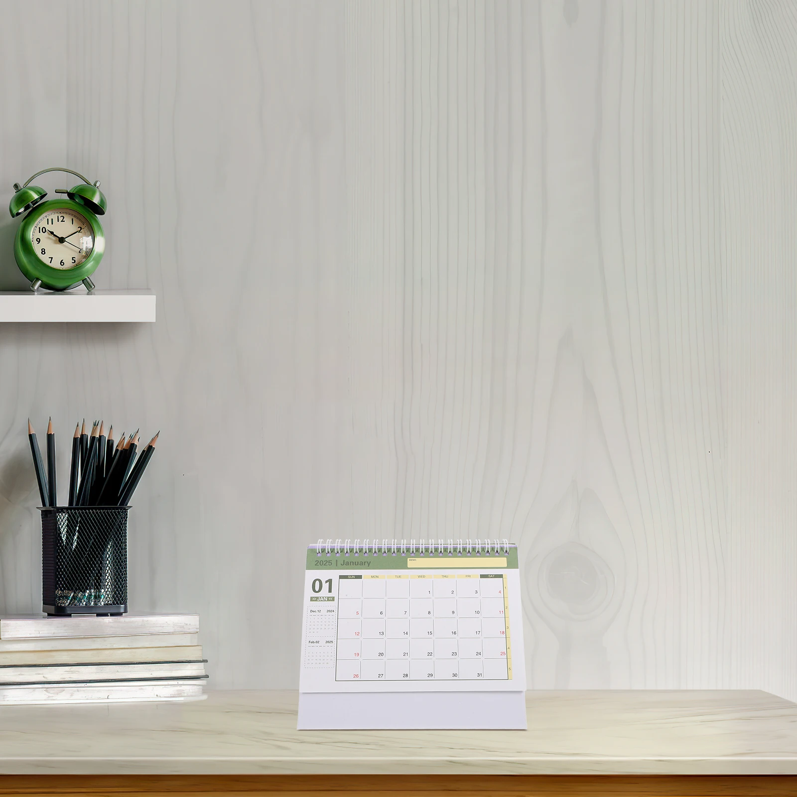 

English Desktop Calendar Thick Paper Minimalist Design Portable Standing Desk Calendar for Office Home Decorative Month Date