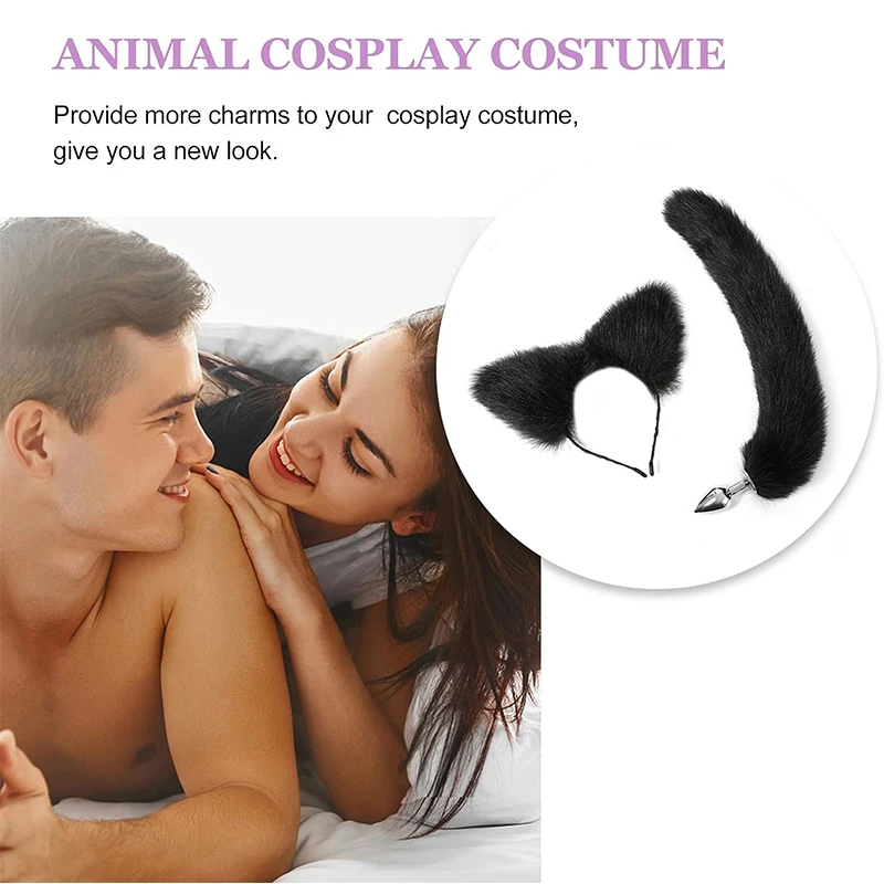 Fox Tail Anal Plug with Hairpin Bdsm Toy Flirting Metal Butt Plug Tail Sex Toys for Woman Man Couples Cosplay Adult Game Shop