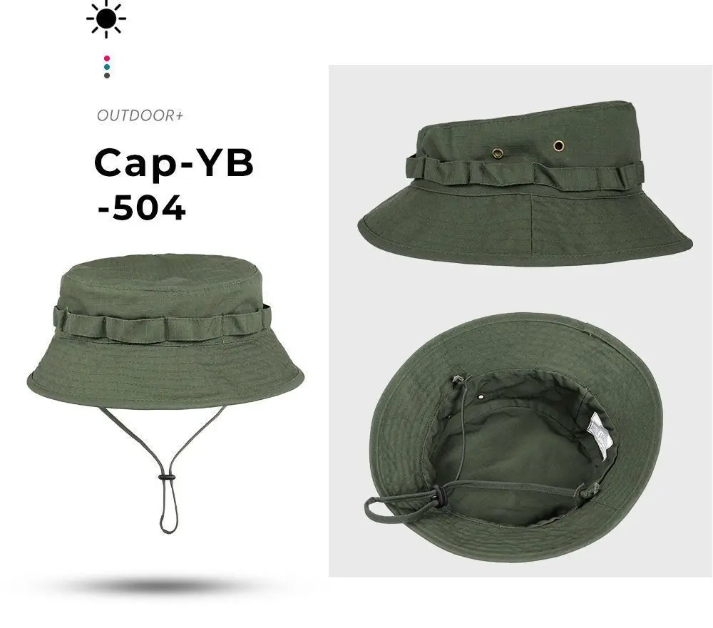 Herren Panama Hut Fischerhut Taktischer Sonnenschutz Tarnfarben Outdoor Reise Klettern Angeln Kappe Training Strand Herren Wanderhut – Detail 8