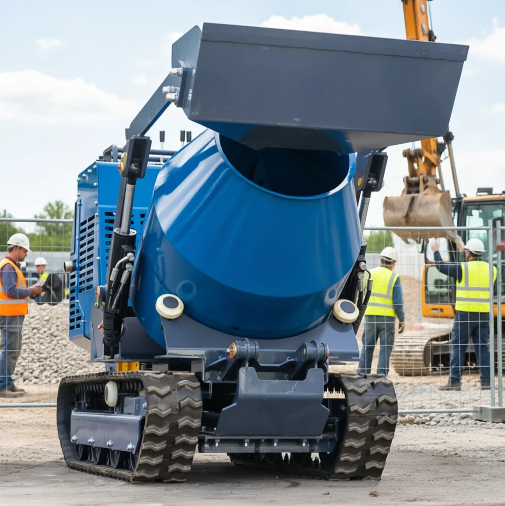 New Mini Self-feeding Concrete Mixer Tank Crawler Walking Chassis Diesel Power Muddy Mountain Construction Working Equipment