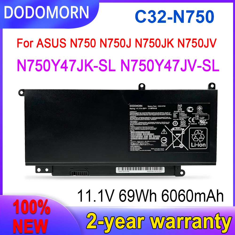 High quality C32‑N750 Laptop Battery for ASUS N750 N750JK N750JV R750JV N750JK‑T4004H Series