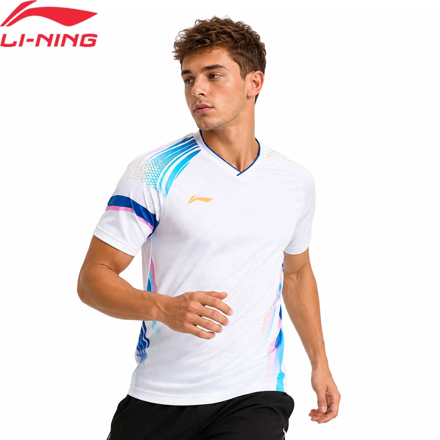 Li-Ning Unisex Badminton Jersey LN BACTERIA PROOF & LN FAST DRY 93%Polyester 7%Elastane LiNing Competition Tee Tops AAYV165
