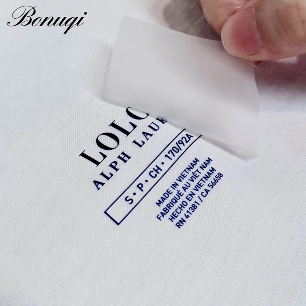 50Pcs Custom Name Size Brand Logo Personalized Stickers Washable Tags Iron on Heat Transfer Collar  Neck Label for Clothes  Bags