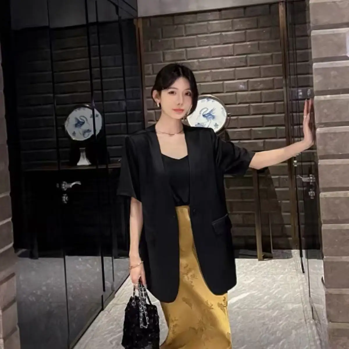 

Женский тонкий топ из ацетатного сатина Ele, повседневный, свободного кроя, лето 2025, новинка, для офиса