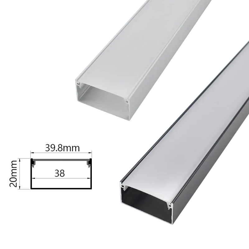 39.8x20mm Linear Light Line U-shaped Aluminum Profile Ceiling Hard Bar Strip Lighting