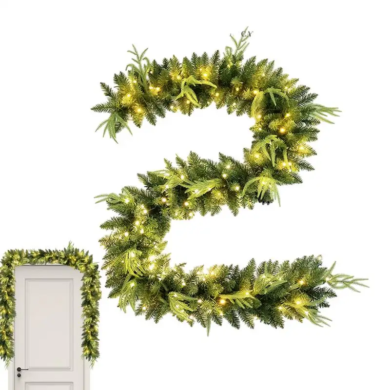 

Outdoor Garland With Lights Pine Garland Artificial Christmas Garland Artificial Christmas Lights With Pine Battery Operated