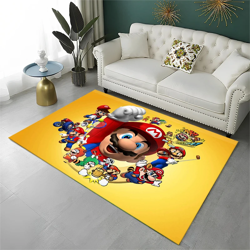 3D Cute Cartoon M-Mario Bros Game Non-Slip Area Rug for Living Room Bedroom Playroom,Carpet Floor Mat for Home Decor Holiday