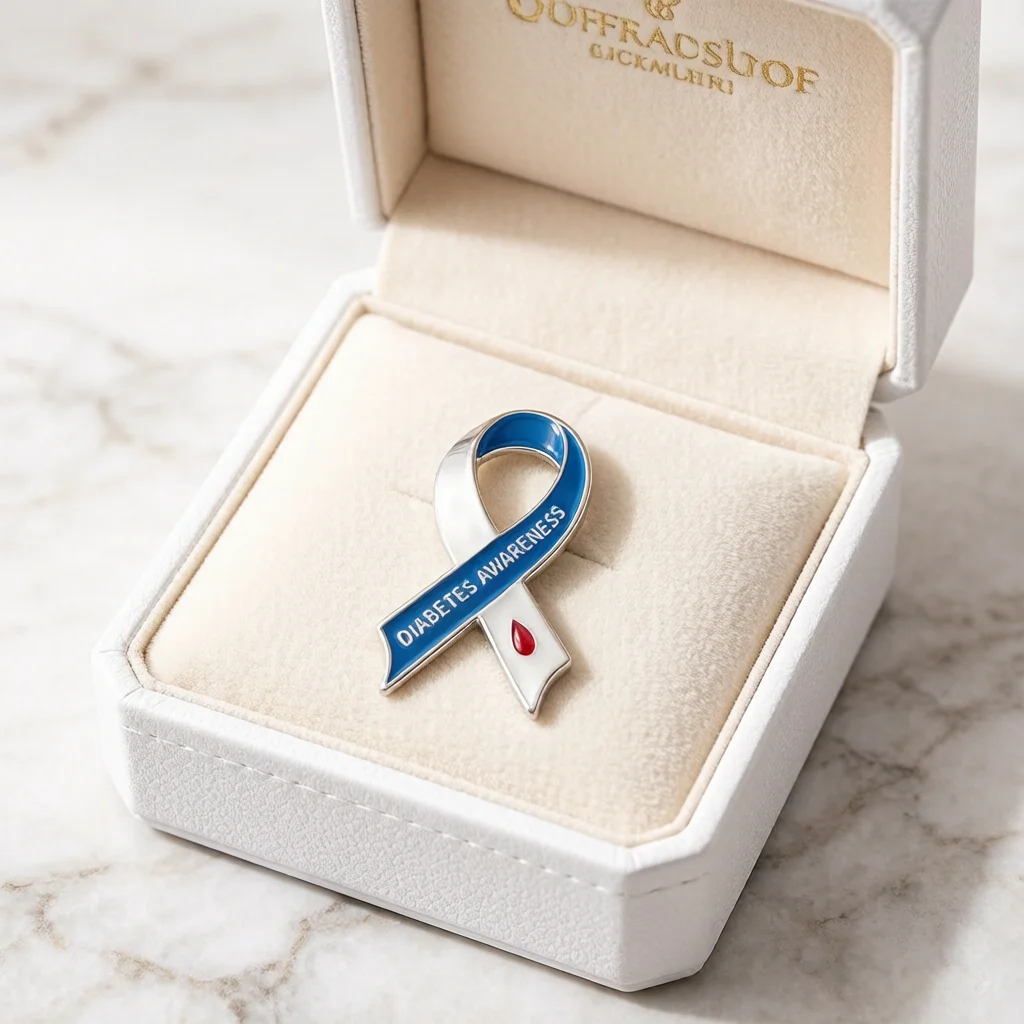 Blue Ribbon Diabetes Awareness Pin Brooch Health Care Support  Badge Fashion Jewelry Gift for Unisex Clothes Bags Decor Brooch
