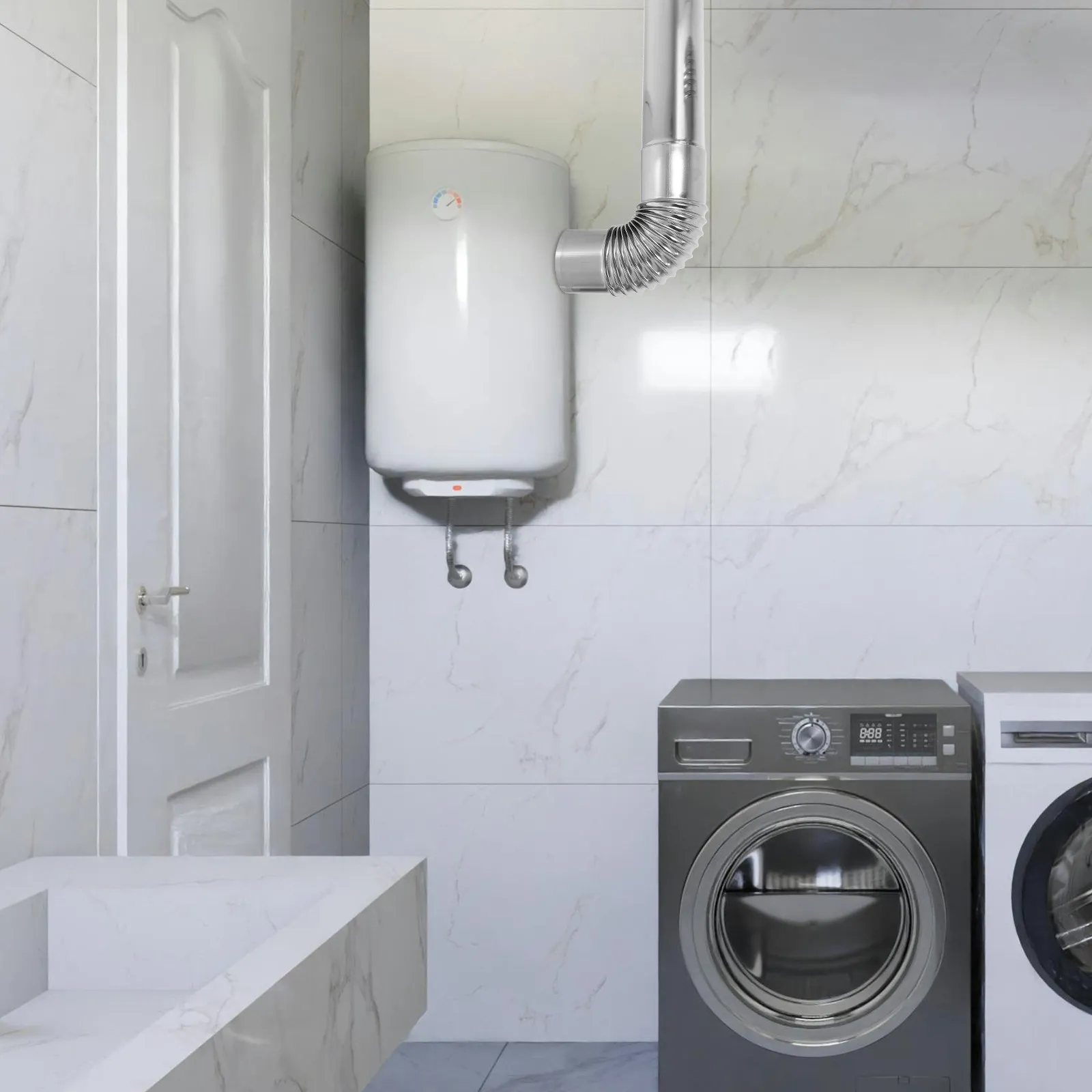 

3 шт. вентиляционных труб из нержавеющей стали для дымохода газового котла 90 мм ° Прямой металлический коленчатый адаптер для выхлопных труб, прочный, для воздуховодов