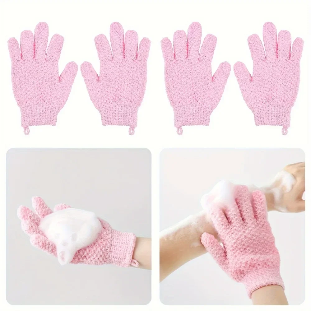 1Pair Exfoliating Bath Gloves for Shower Five Finger Shower Gloves Body Scrubber Mittens Skin Deep Cleansing Dead Skin Brush