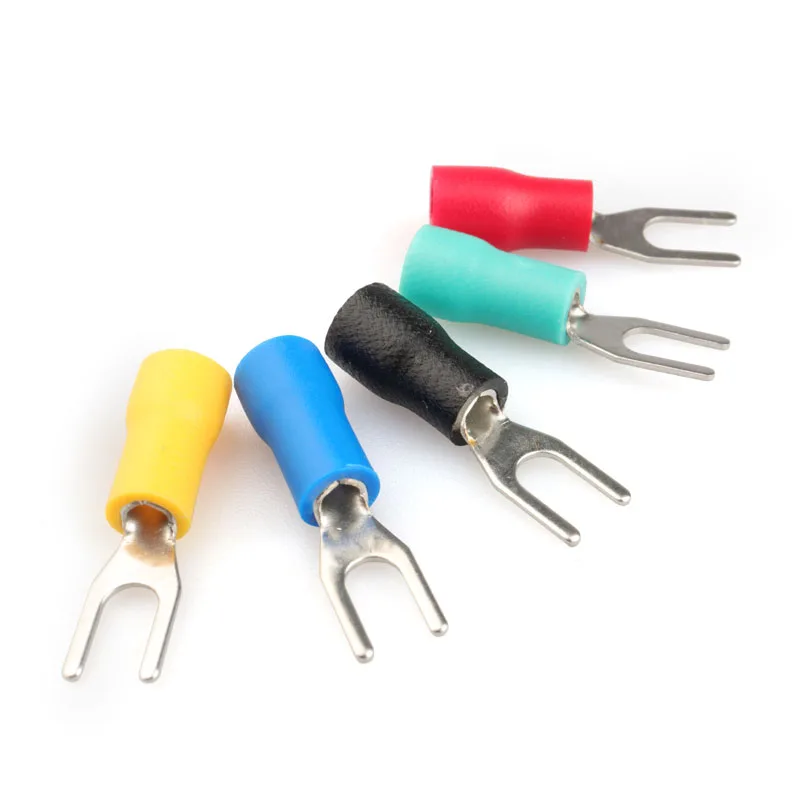 5Pcs/Lot SV1.25/SV2 Multi-specification Cold Crimp Terminal Fork/U Type/Y Type Red/Blue/Black/Yellow Insulation Insert 0.5 Thick