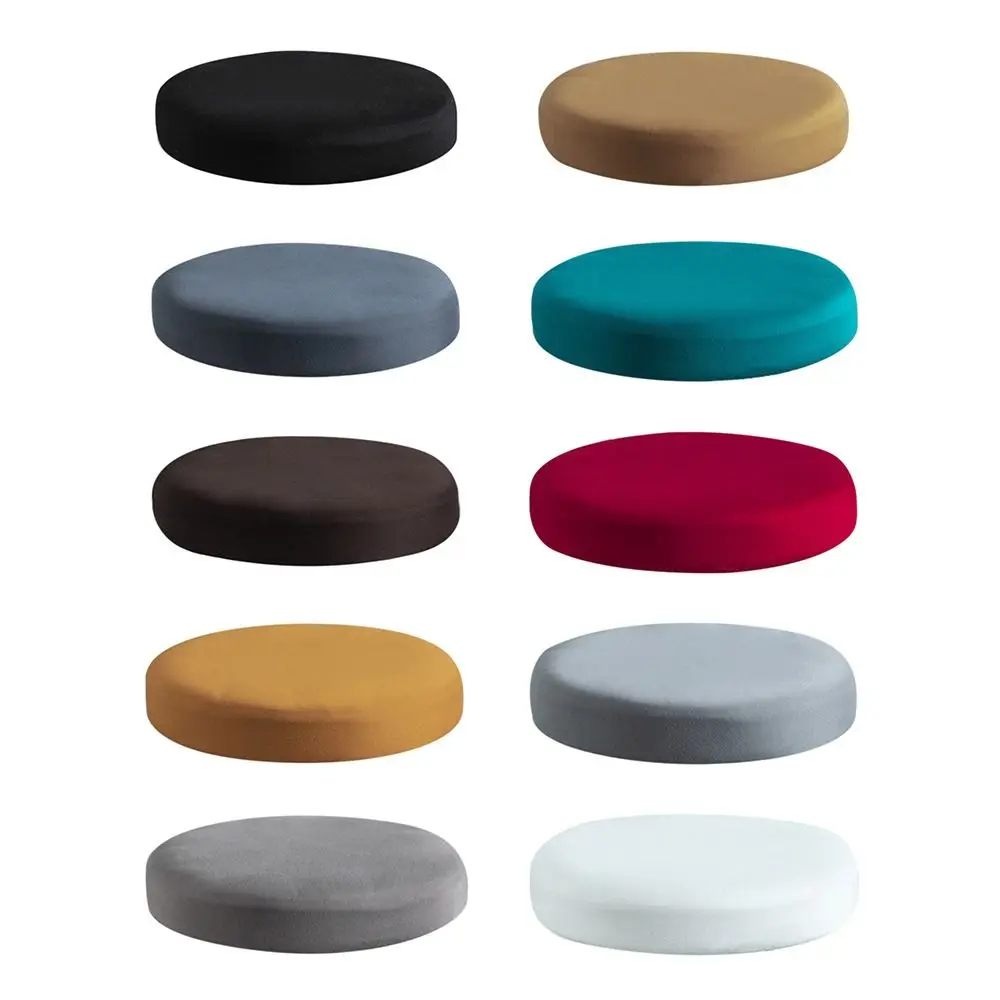 Chairs Accessories Elastic Round Chair Cover Solid Color Thickened Chair Cushion Cover Household Comfortable Bar Stool Sleeve