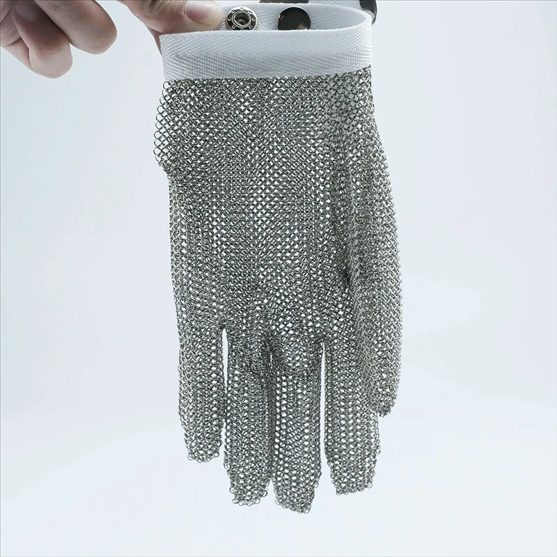 Stainless Steel Mesh Safety Glove For Cut Protection, Ambidextrous, Adjustable Wrist Strap for Cuting Sewing Machine