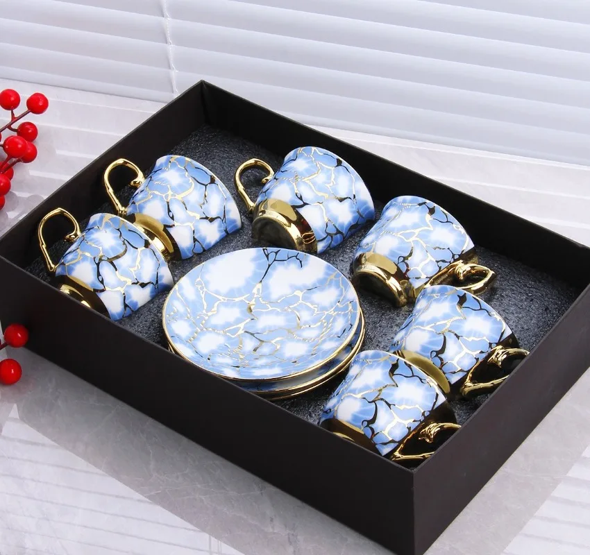 European ceramic cup electroplated coffee cup and saucer set mug practical light luxury retro