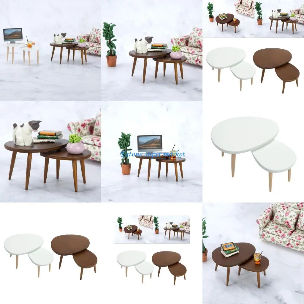 090B 1:12 domek dla lalek miniaturowy drewniany trójkątny model stołu akcesoria do domku dla lalek