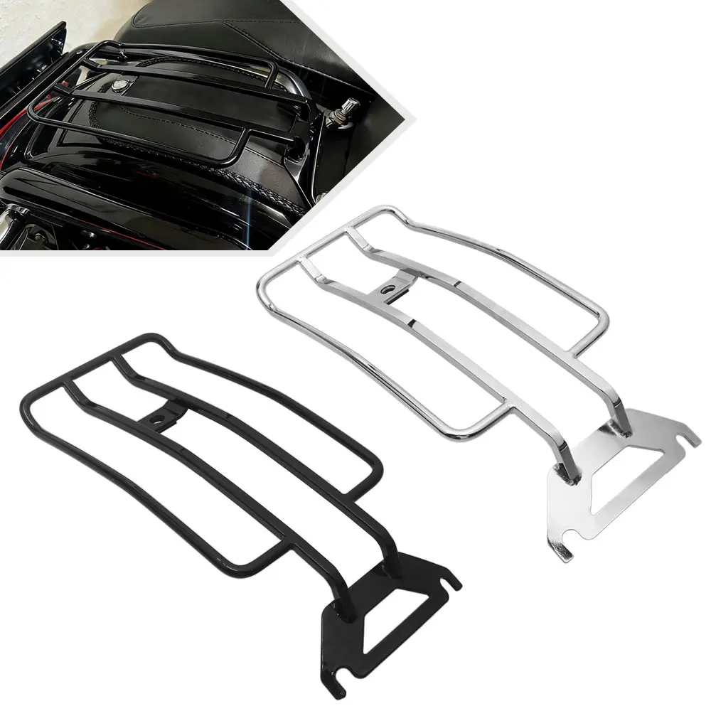 Rear Luggage Rack Heavy Duty Metal Black/Chrome Fits For Harley Davidson Electra Glide Ultra Classic Injected-FLHTCU 1998-2006