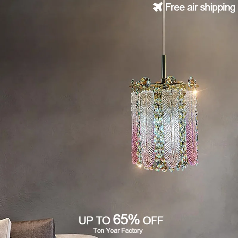 Decorative LED Chandelier with Luxury Gold Silver Round Feather Crystal for Dining Room Ceiling Lighting Fixtures