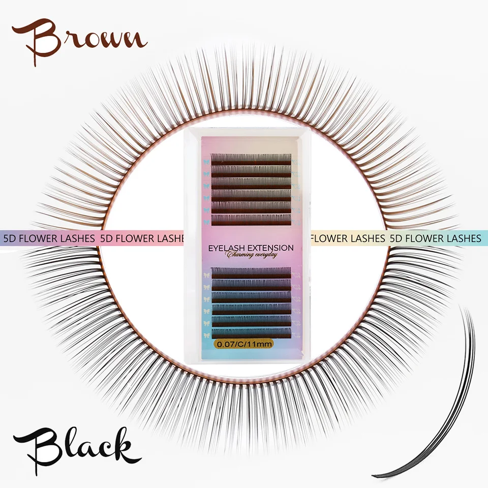 

5D Flora Fairy Eyelashes Extension Brown Black Premade Spikes Volume Fans Lash Anime Eye Easy Fan Natural Soft False Lash Wispy