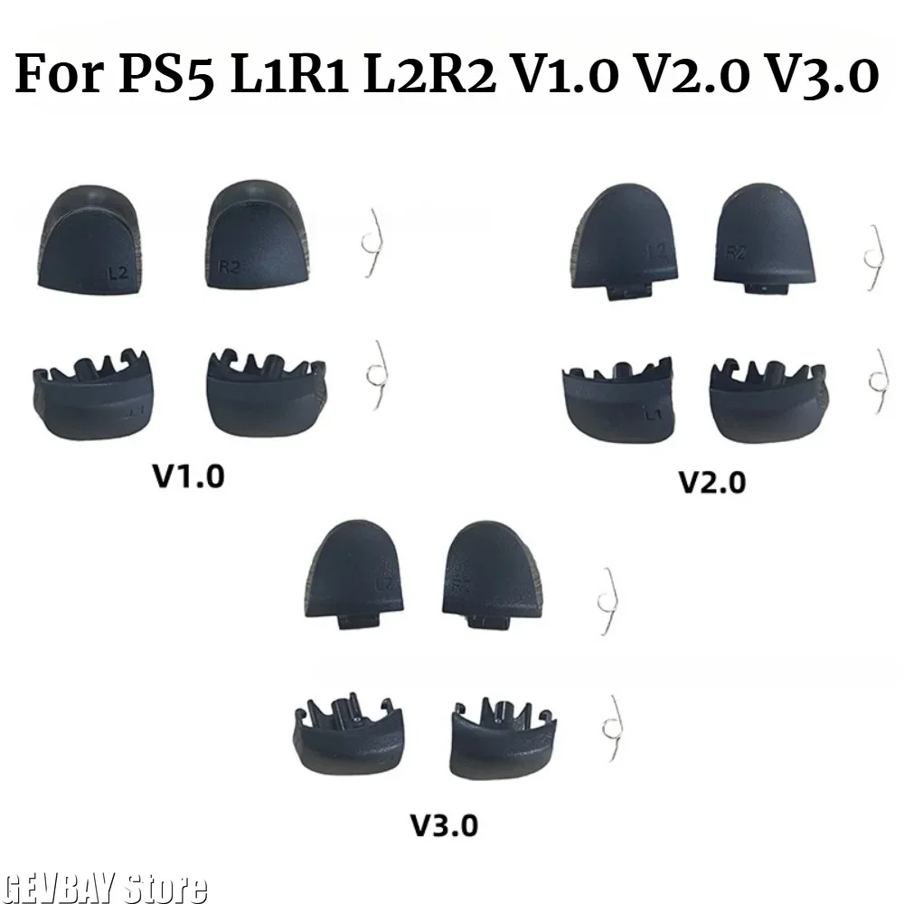 R1 L1 R2 L2 Trigger Button Replacement Kit, Black Buttons for PS5 Controller Version 010 020 030, Game Repair Accessory