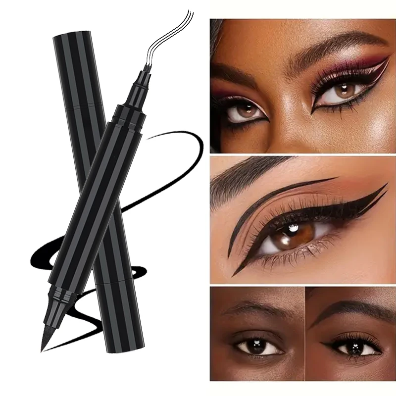 Dwustronny ołówek do brwi i eyelinera 2 w 1, wodoodporny, potrójna końcówka widełkowa do naturalnych brwi, długotrwałe narzędzie do makijażu