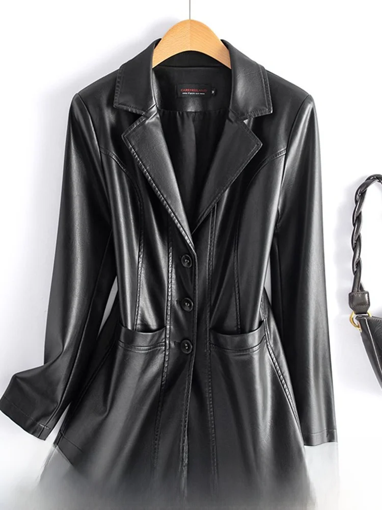 Bla ort Jaet Leather Cappotto da donna Sli versatile e di fascia alta, per pendolarismo, stagione primaverile