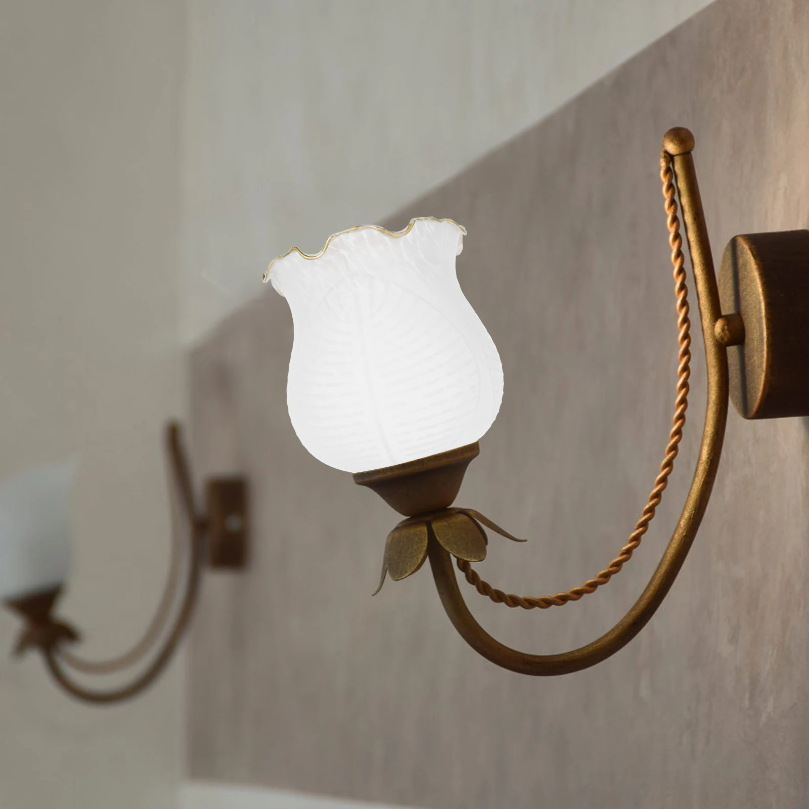 

Frosted Glass Wall Lamp Shade Shape Indoor Lampshades for Hanging Light Replacement Lantern