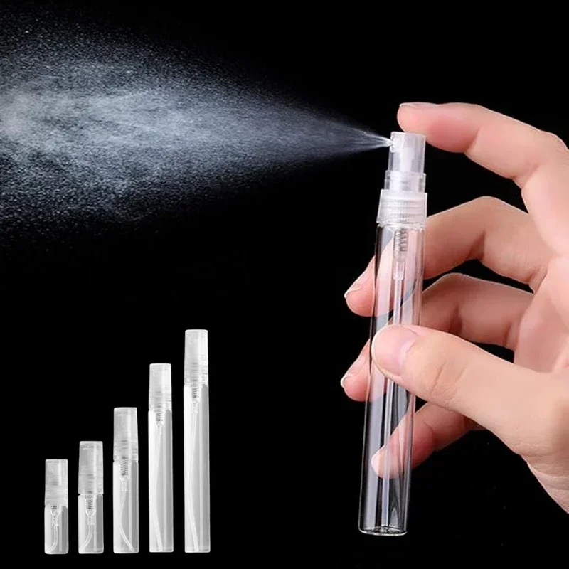 5 pces mini garrafas de pulverizador de vidro 2ml-10ml recarregável viagem atomizador perfume névoa recipientes recarregáveis para limpeza de óleos essenciais