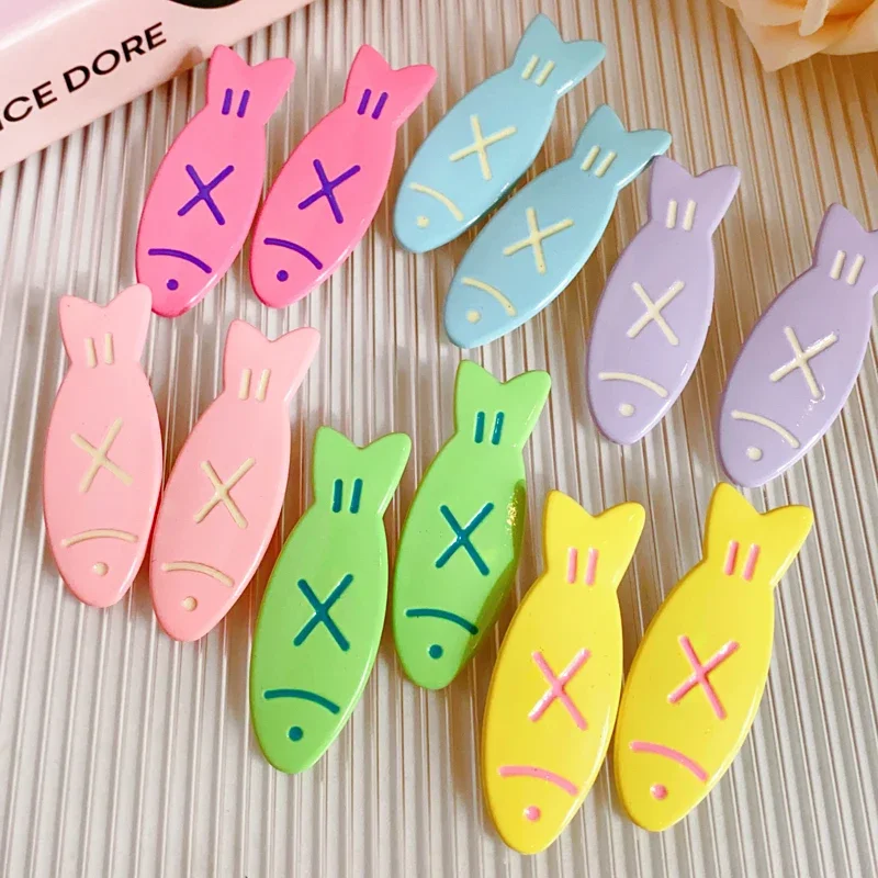 8 Pcs Cute Little Fish Cookie Duckbill Clips for Women Partysu Colorful Bangs Clip Sweet Personality Girls New Accessories Sets