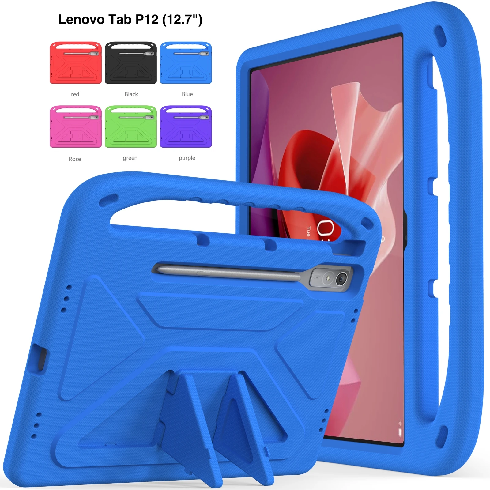 

For Lenovo Tab P12 12.7 inch 2023 Case Kids Safe Shockproof with Pencil Holder Tablet Stand Cover For Xiaoxin Pad Pro 12.7''