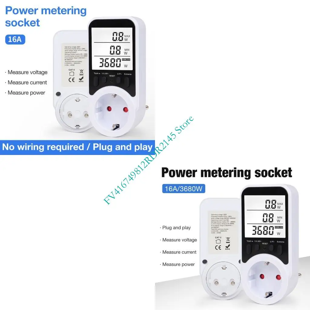 

B2EF Digital Power Consumption Meter Auto Cost Calculation Overloads Alarm Voltages