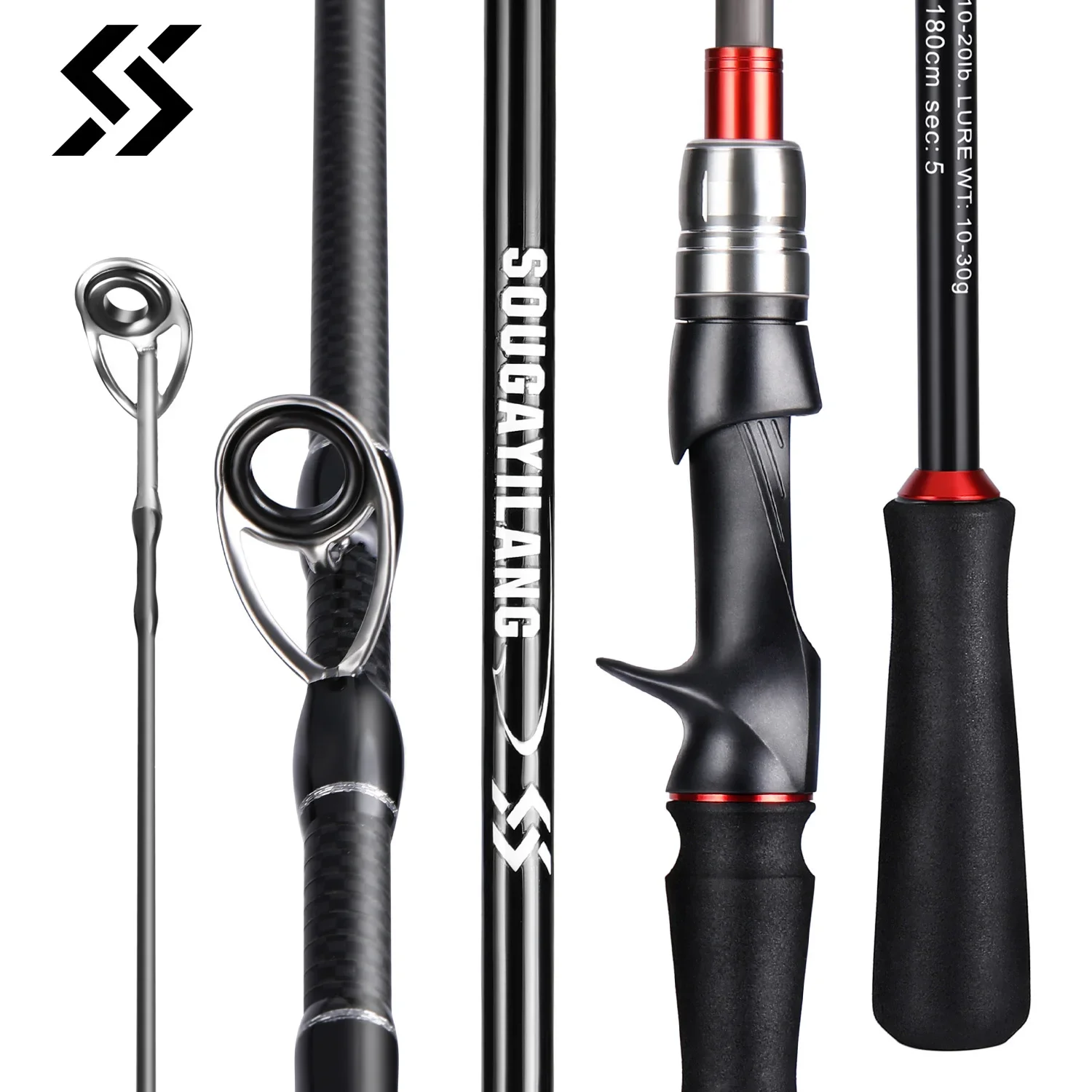 Sougayilang المحمولة إغراء قضيب 1.8 متر/2.1 متر مادة الكربون قبضة مريحة في الهواء الطلق الغزل/الصب الصيد رود إغراء Wt. 10-30 جرام
