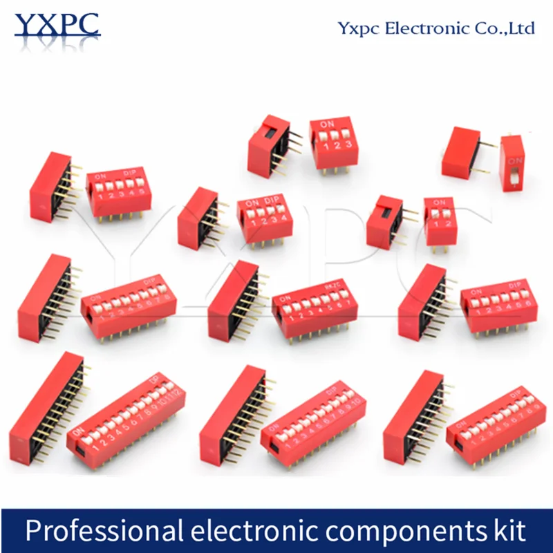 10PCS Toggle Switch Electronic Components Spacing 2.54MM DIP Dial The Code Switch 1 2 3 4 5 6 7 8 9 10 12 PIN Quick Switch