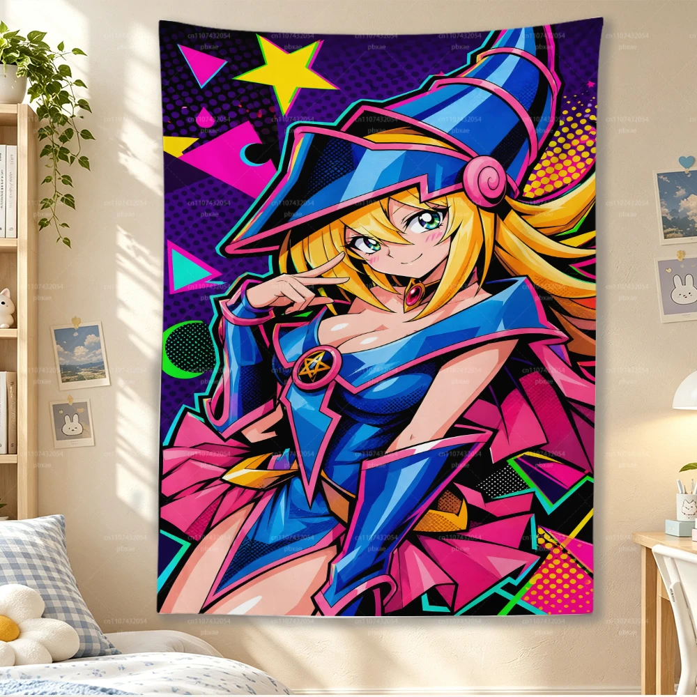 Yu-Gi-Oh! Dark Magician Girl Tapestry Anime Wall Hanging Pink Graffiti Background Cloth Bedroom Dorm Game Room Wall Decor