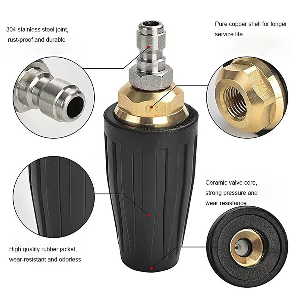 High Pressure Washing Part 360 Rotating Swirl Nozzle Sprayer Brass 1/4